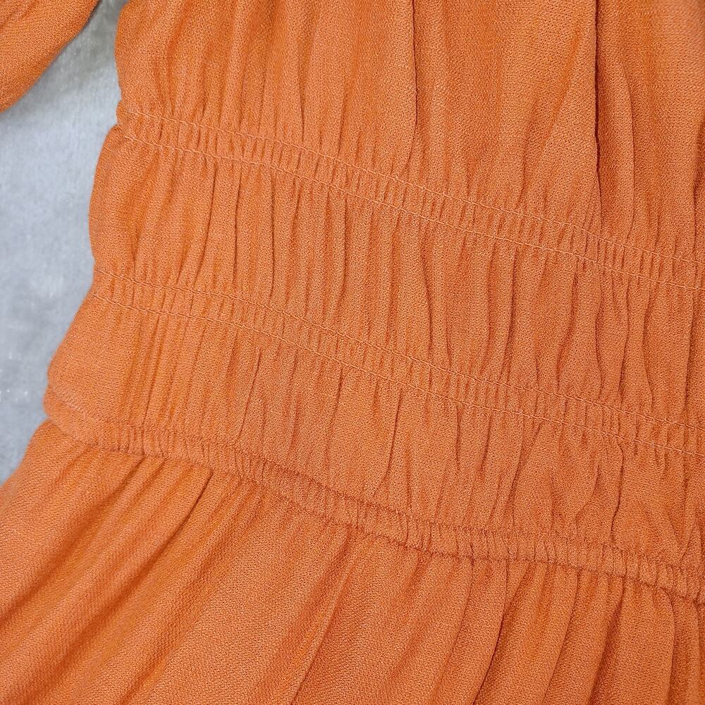Trixie Puff Sleeve Tiered Dress L Square Neck Peasant Cottagecore Smocked Boho - Picture 6 of 13